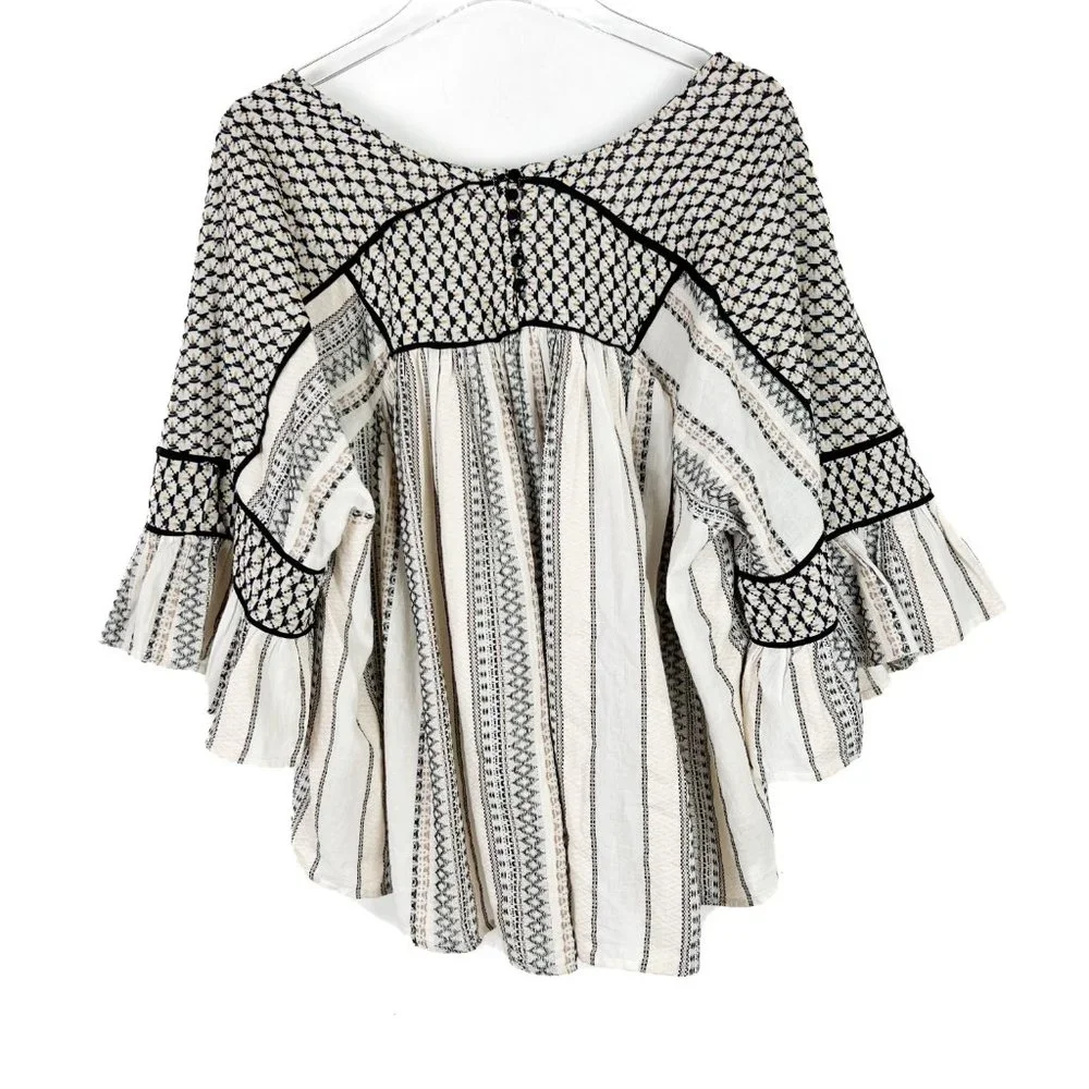 Free People Running On A Dream Top Embroidered Size Large L GUC L2537 - Picture 10 of 16